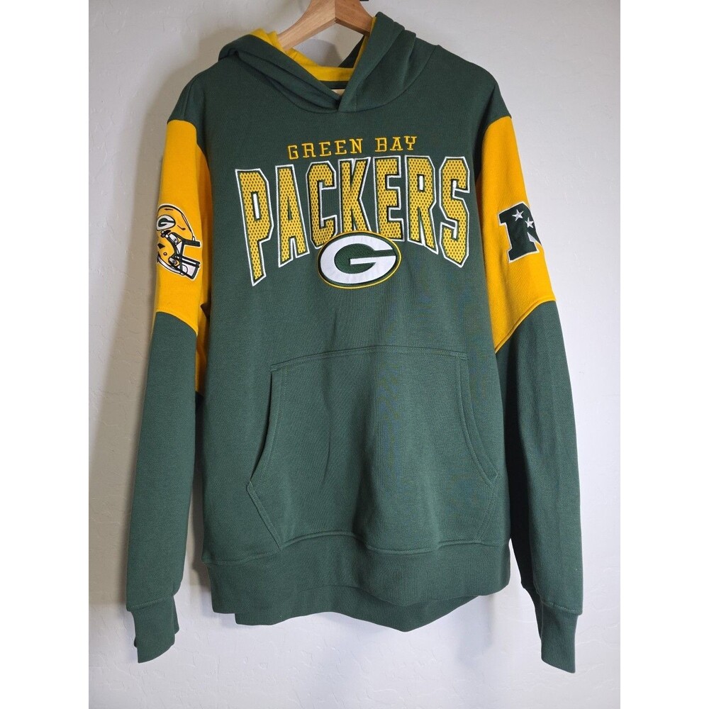 Green Bay Packers Sweatshirt Mens XL Big Logo Green Yellow Embroidered w/pockets